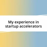 My experience in startup accelerators