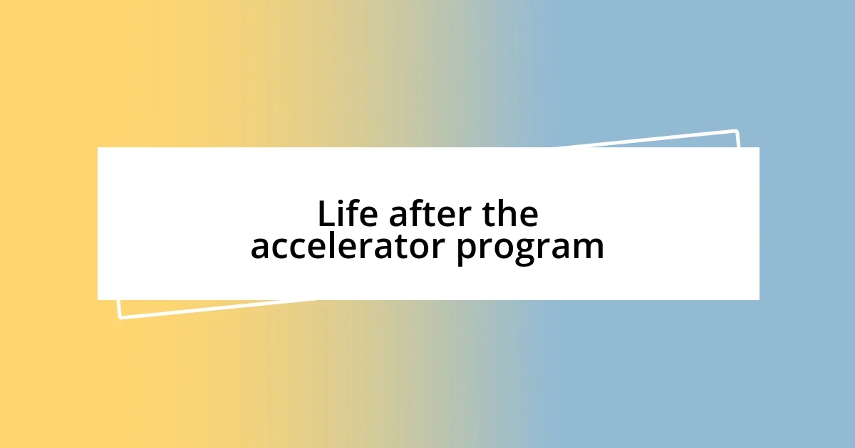 Life after the accelerator program