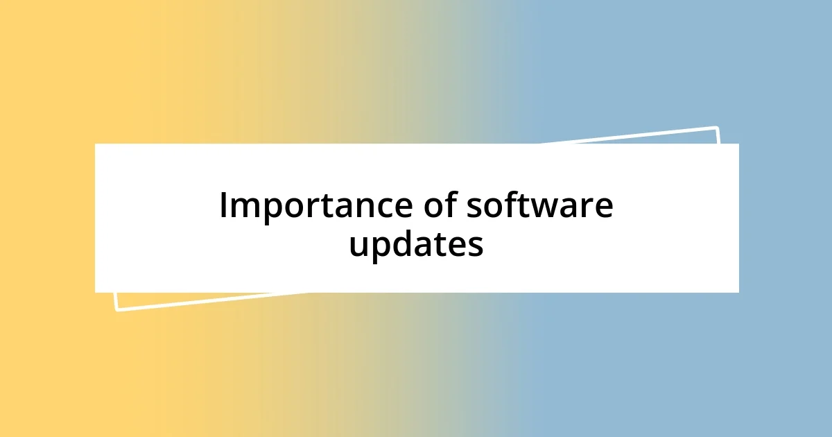 Importance of software updates