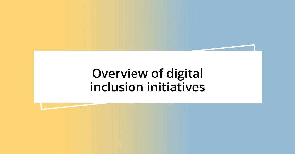 Overview of digital inclusion initiatives