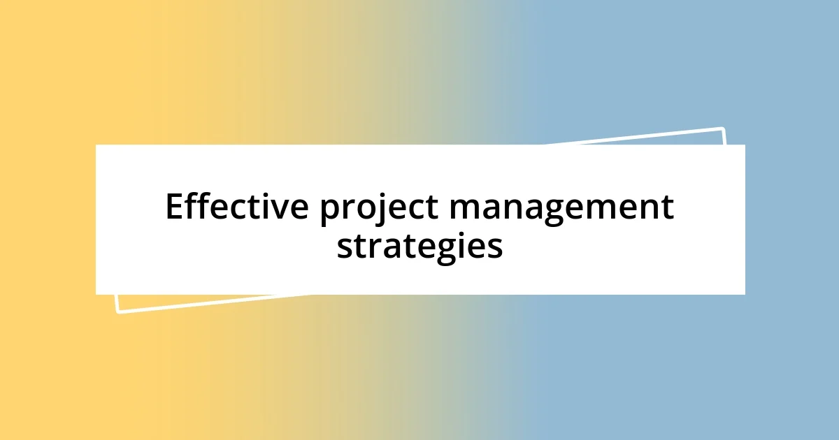 Effective project management strategies